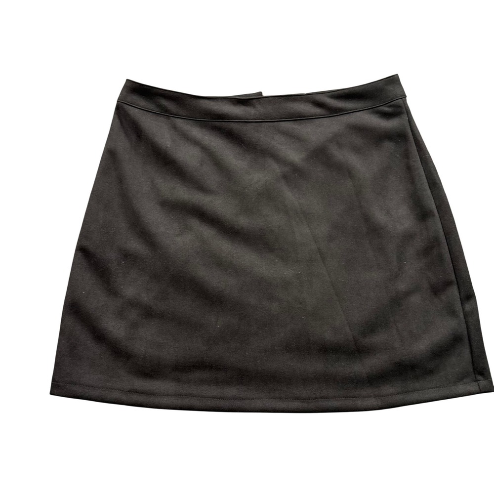 Chelsea & Violet Black‎ Faux Suede Mini Skirt Y2K A-Line Indie Sleaze Minimalist